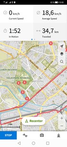 Velocidade média de 18,6 km/h (11,6 mph)