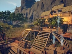 Uma imagem que mostra um edifício no jogo “Survival: Fountain of Youth”, atualmente à venda no Steam.