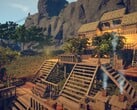 Uma imagem que mostra um edifício no jogo “Survival: Fountain of Youth”, atualmente à venda no Steam.