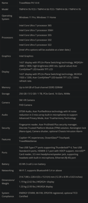 Especificações do TravelMate P4 14 AI