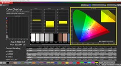 CalMAN ColorChecker (perfil: P3, espaço de cor alvo: P3)