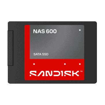 Unidade de estado sólido SATA de 2,5 polegadas SanDisk NAS 600 com etiqueta vermelha e cinza