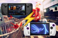 O Steam Deck teve dificuldades com o Spider-Man 2, enquanto o ROG Ally teve um desempenho decente. (Fonte da imagem: Steam, Asus, Valve, editado)