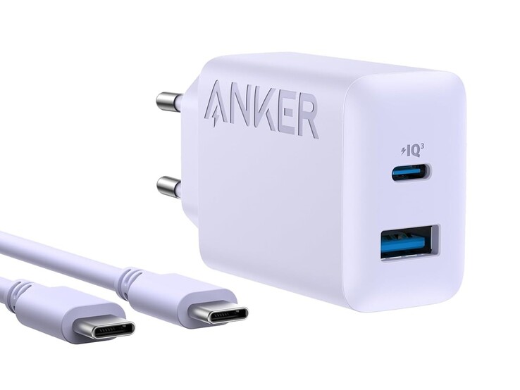 O carregador de parede Anker 20W (2 portas) na cor roxa (Fonte da imagem: Anker)
