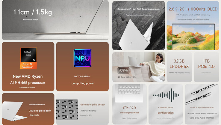 Principais destaques do Zenbook 16 Air chinês 2026 com AMD Ryzen 9 (Fonte da imagem: Asus - editado)