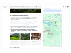 As visões gerais de IA na Pesquisa Google agora podem fornecer ideias e avaliações de regiões e países que os usuários desejam visitar. (Fonte da imagem: Google)