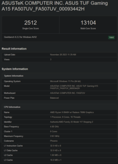 Listagem do Geekbench do Ryzen 9 8940H (imagem via Geekbench)