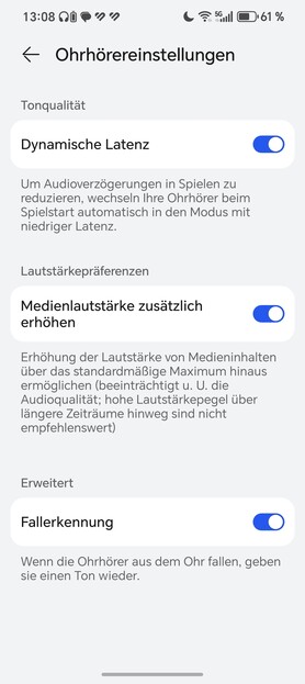 Configurações do fone de ouvido: Google Android