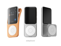 O Sidephone SP-01 (na foto) com o teclado Sundial e a capa de silicone. (Fonte da imagem: u/gosidephone via r/sidephone)