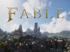 O logotipo da Fable com o mundo de Albion ao fundo