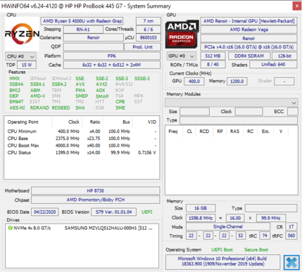 HP ProBook 445 G7 - HWInfo