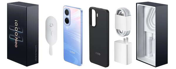 O iQooNeo 11 vem com um estojo e um carregador na caixa. (Fonte da imagem: iQoo)