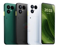 O Fairphone 6 estará disponível em três cores, incluindo Forest Green e Cloud White. (Fonte da imagem: Winfuture)