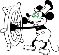 A Disney está aumentando os preços de seus serviços de streaming mais uma vez, apenas um ano após o último aumento de preços. (Imagem: Steamboat Willy da Disney [em domínio público] com edições)