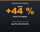 Gráfico indicando que a Amazon aumentou os preços de tabela em até 44%, enquanto os preços no momento do pagamento permaneceram os mesmos