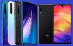 A Redmi Nota 8 e a Redmi Nota 7 foram lançadas em 2019. (Fonte da imagem: Xiaomi - editado)