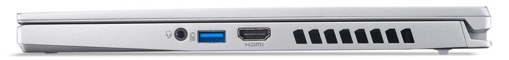 Lado direito: Conector de áudio, USB 3.2 Gen 2 (USB-A), HDMI 2.1
