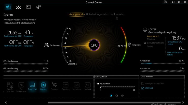 Perfis de desempenho no Centro de controle do Apex 17