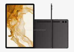 O Galaxy Tab S9 FE Plus em uma de suas quatro supostas cores de lançamento. (Fonte da imagem: @OnLeaks &amp;amp; WolfofTablet)