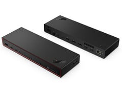 O novo dock Thunderbolt 5 da Lenovo parece ser relativamente compacto, considerando as portas que ele contém. (Fonte da imagem: via Evan Blass)