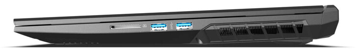 Lado direito: leitor de cartões de armazenamento (SD), 2x USB 3.2 Gen 1 (Tipo A)