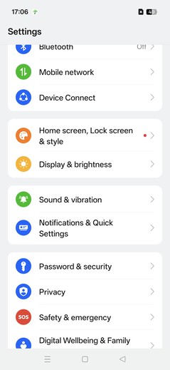 Página de configurações