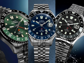 Os relógios Timex Deepwater Meridian 200 Automatic GMT nas cores preta (TW2Y63900), azul (TW2Y64000) e verde (TW2Y64100).