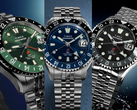 Os relógios Timex Deepwater Meridian 200 Automatic GMT nas cores preta (TW2Y63900), azul (TW2Y64000) e verde (TW2Y64100).