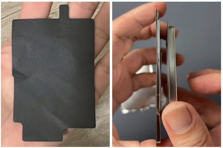 A bateria do iPhone 17 Air ao lado da do iPhone 17 Pro. (Fonte da imagem: Majin Bu)