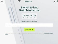 O Fairphone 6 poderá ser anunciado em 25 de junho, às 11h CET (captura de tela de: Fairphone.com).
