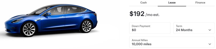 Pagamento do leasing do Modelo 3 usado com zero de entrada.