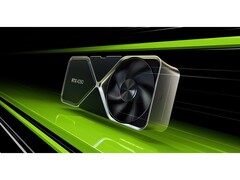 Uma imagem promocional da placa de vídeo RTX 4090 da Nvidia exibida em um fundo preto e verde. (Fonte da imagem: Nvidia)