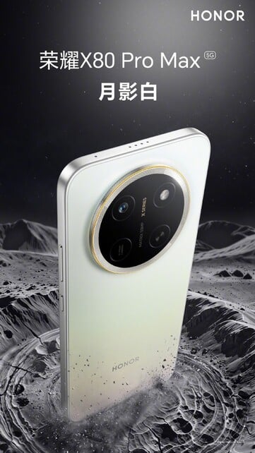 O Honor X80 Pro Max na cor Branco Luar.