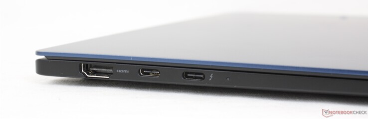 Esquerda: HDMI, USB-C c/ DisplayPort + Fornecimento de energia, USB-C c/ Thunderbolt 4 + DisplayPort + Fornecimento de energia