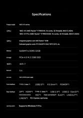 Especificações da série de PCs para jogos Neo X1
