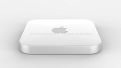 A próxima geração do Mac mini e o estande do iMac compartilham um design semelhante. (Fonte da imagem: Jon Prosser &amp;amp; Ian Zelbo)