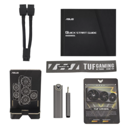 Asus TUF Gaming GeForce RTX 4070 Ti Super: Acessórios Inbox. (Fonte da imagem: Asus)