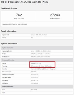 EPYC 7513. (Fonte da imagem: Geekbench)