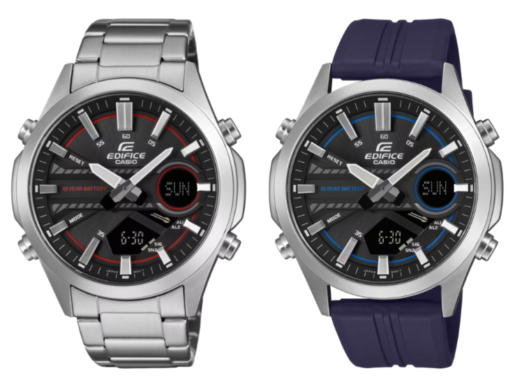 Os relógios Casio Edifice EFV-C120D-1A4 (esquerda) e EFV-C120P-1A2 (direita). (Fonte da imagem: Casio)