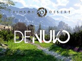 O banner do Crimson Desert com o logotipo da Denuvo é mostrado
