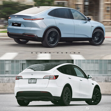 NIO Onvo vs Tesla Model Y renders by Sugar Design