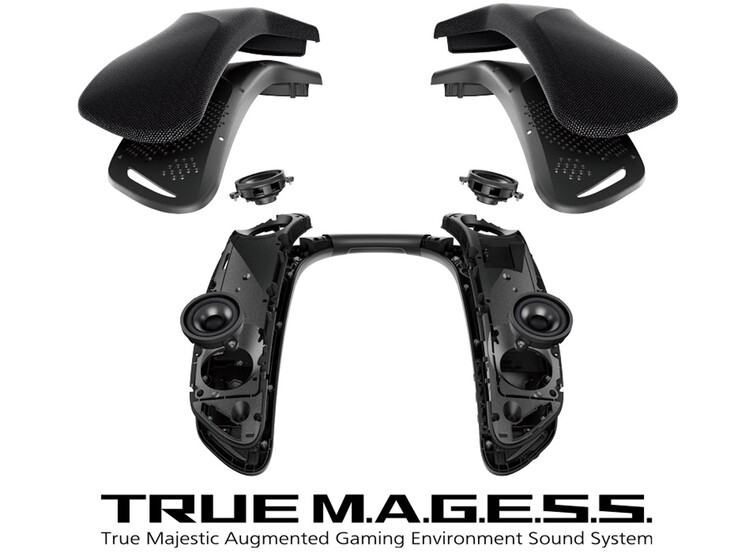 O alto-falante de pescoço Panasonic SC-GNW10S-FF usa quatro drivers de cone de 38 mm para produzir som surround 4.0. (Fonte da imagem: Panasonic)