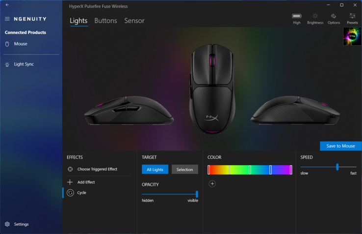 Aplicativo HyperX Ngenuity: Efeitos RGB