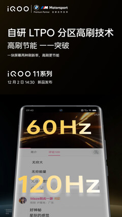 o iQOO exibe a série 11. (Fonte: iQOO via Weibo)