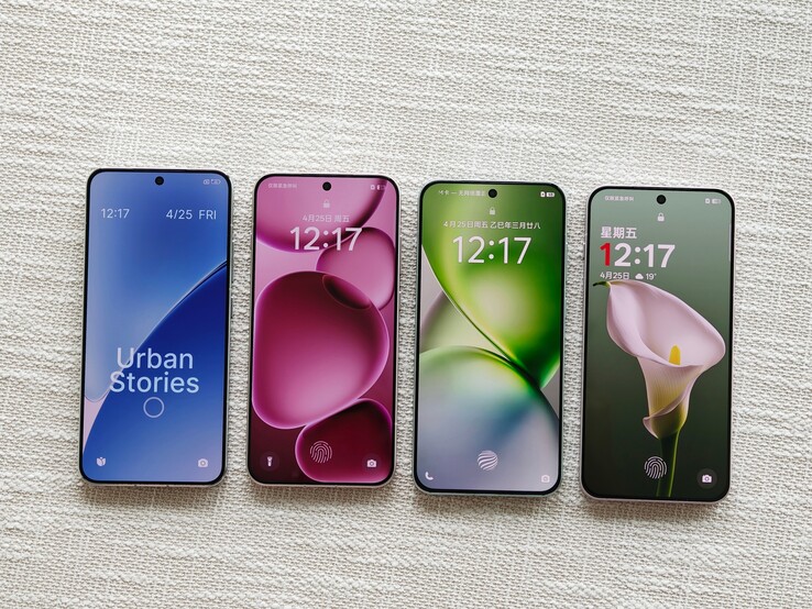 O "OnePlus 15T" (quarto à direita) e seus outros smartphones compactos. (Fonte: Digital Chat Station via Weibo)