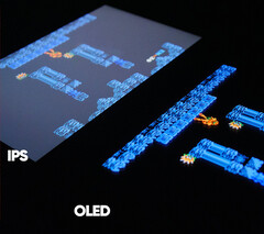 Um close-up do Switch Lite com telas IPS e OLED. (Fonte da imagem: @TakiUdon_)