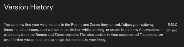 As notas de lançamento da versão 5.61 do aplicativo Philips Hue