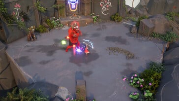 Uma imagem mostrando uma luta em Raji: An Ancient Epic.
