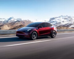 A cor de pintura &quot;Midnight Cherry Red&quot; para o Tesla Model Y está disponível exclusivamente na Giga Berlin (Imagem: Tesla)