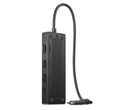 O HP USB-C Travel Hub G3 pesa apenas 63,5 g e mede 116 x 42 x 14 mm. (Fonte da imagem: HP)